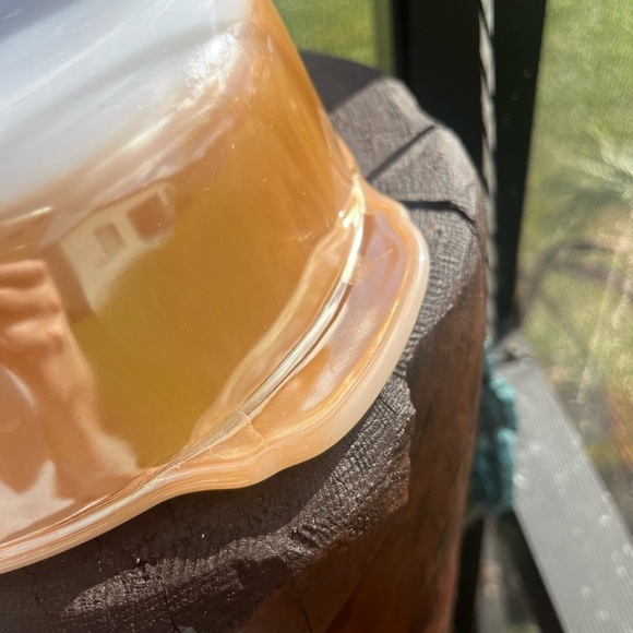 Fire King Vintage Oval Casserole Dish Iridescent Peach Luster - Picture 11 of 13